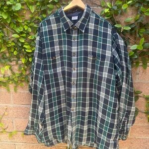 VTG Windridge Flannel Button Shirt Mens XXL Blue Plaid Lumberjack Chore 80s 90s